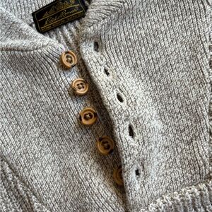 Vintage Eddie Bauer Cream Knit Wooden Button Sweater XL Mens